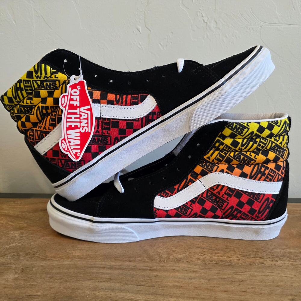 Vans Sk8 Hi Black Suede Graphic High Top Sneakers Mens 10.5 Womens 12 - Picture 4 of 10